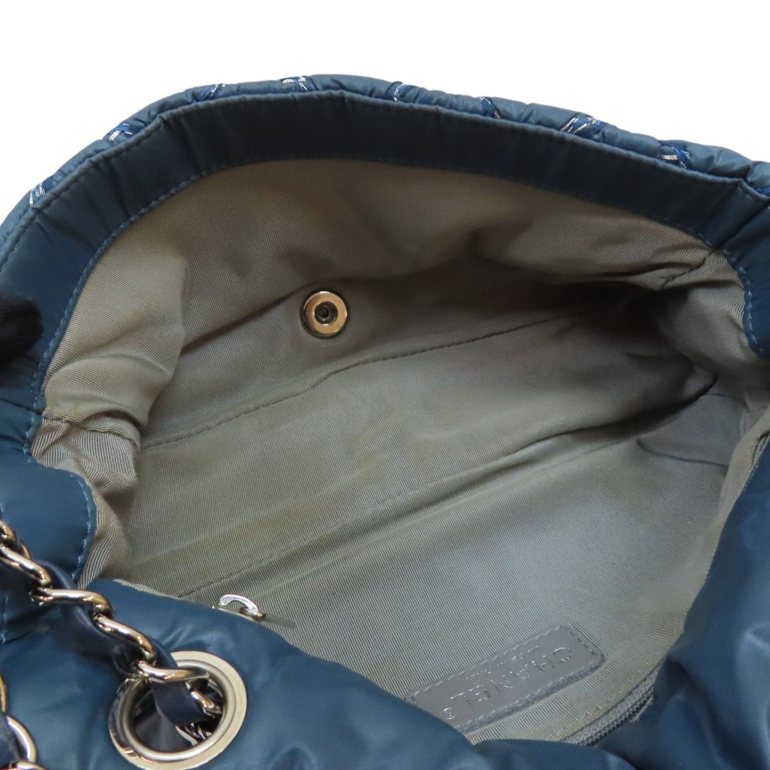 Chanel Matelasse Coco Mark Shoulder Bag Nylon Blue (discoloration)