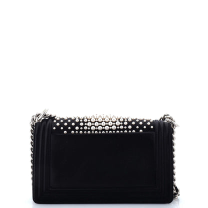 Boy Flap Bag Pearl Embellished Satin Old Medium