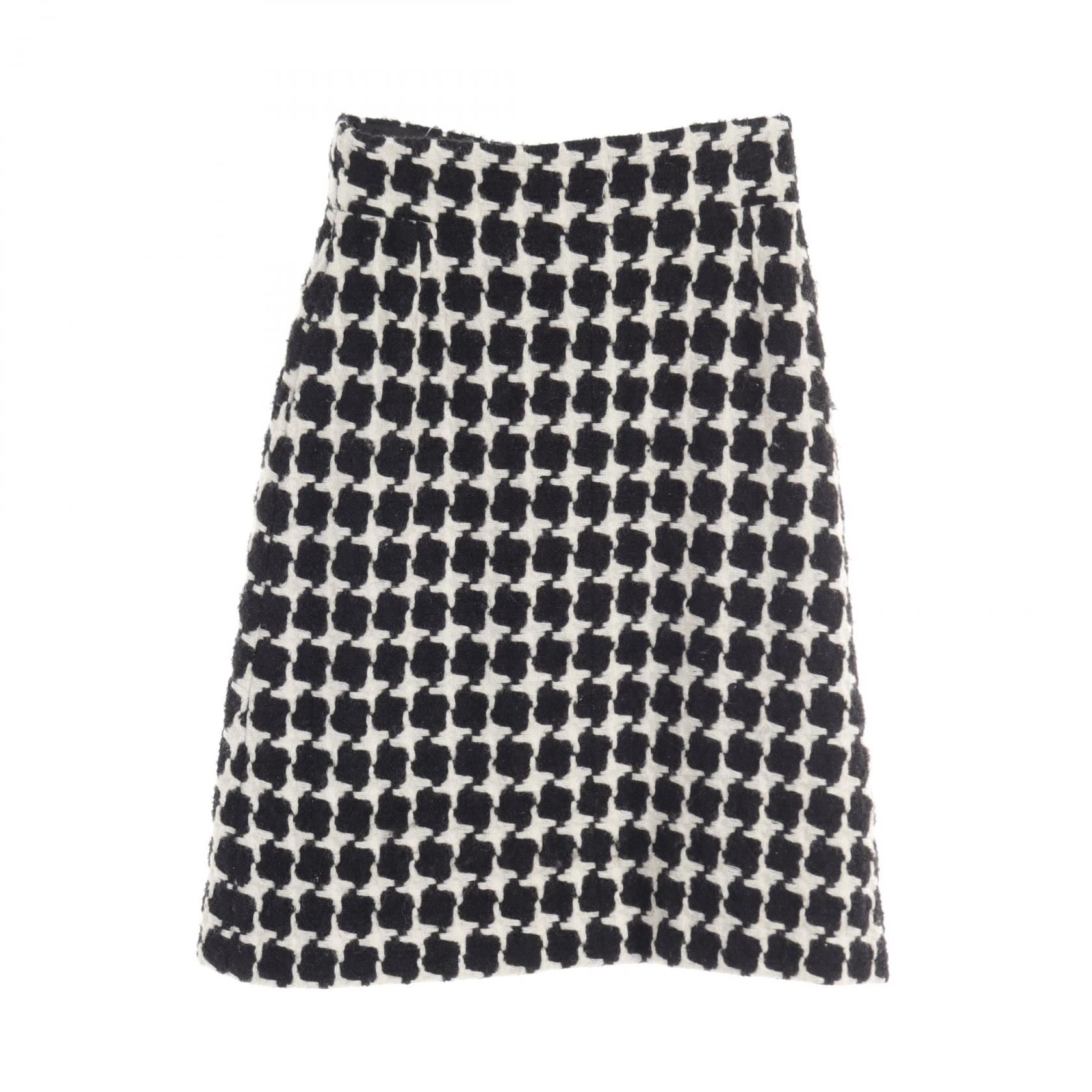 Chanel Black White Skirt Wool Nylon P 31691v 21813