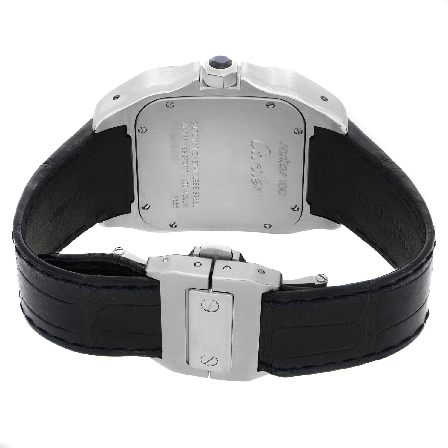 Cartier Santos 100 XL Steel White Roman Dial Automatic Mens Watch W20073X8