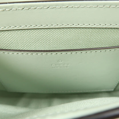 Gucci Leather Gg Pochette Gold Shoulder Bag Green Mint Leather 772794