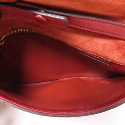 Gucci Calfskin Blondie Chain Shoulder Flap Bag Red Burgundy Suede 699268