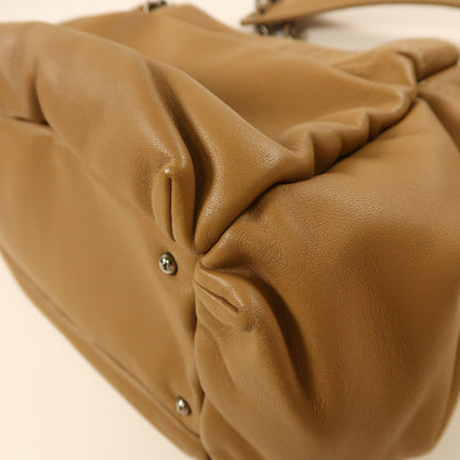 Chanel Brown Beige Lacquered Leather Bag Lambskin