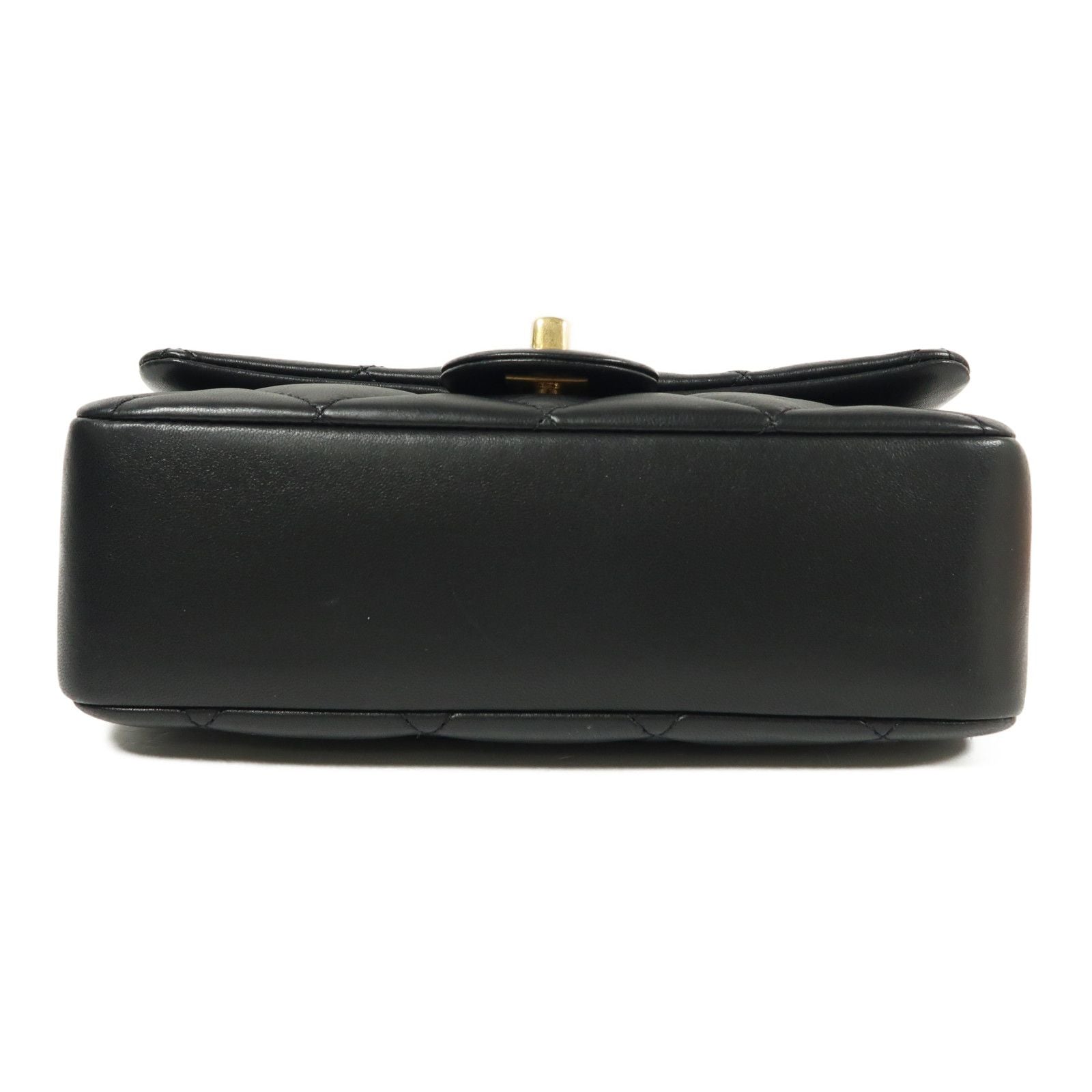 Chanel Black Sheepskin Leather Chain Shoulder Bag With Gold Buckle Black Shoulder Bag Lambskin (