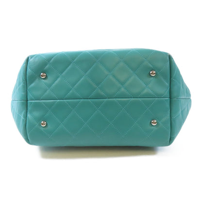 Chanel Green Diamond-shaped Sheepskin Leather Chain Shoulder Bag Silver Cross Shoulder Back