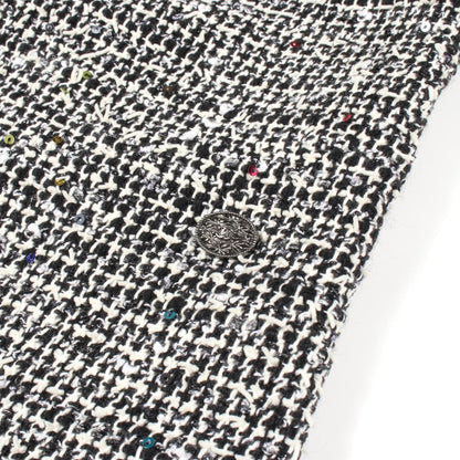 Chanel Black White Multicolor Tweed Dress Cotton Wool P 50613v 37597