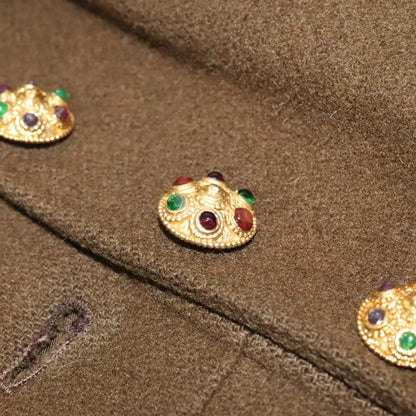 Chanel Jacket Wool Brown Cc Auth