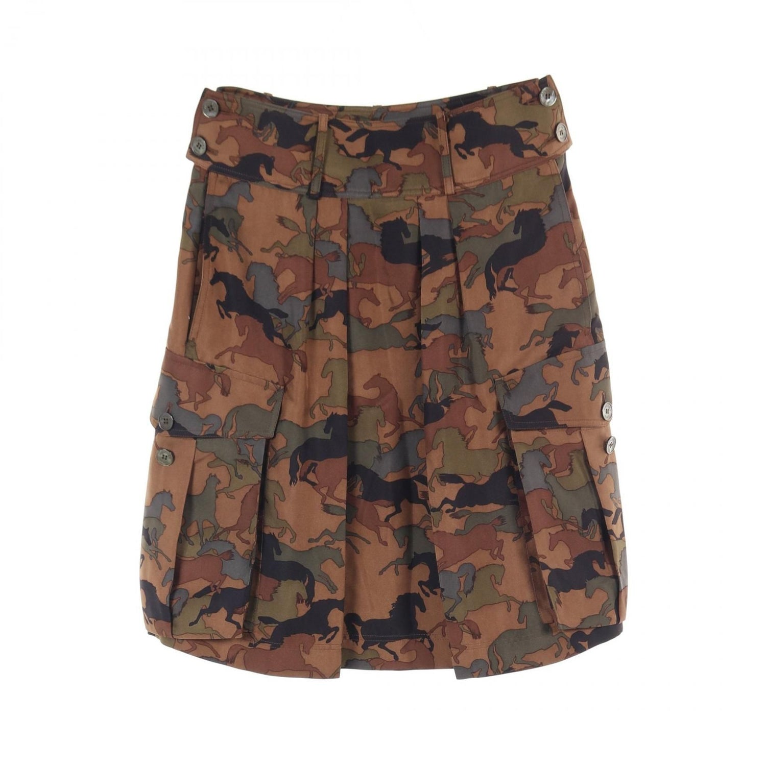 Hermes Skirt Brown Multicolor Silk 07-7300
