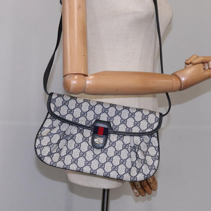 Gucci Gg Supreme Sherry Line Shoulder Bag Pvc Red Navy Auth
