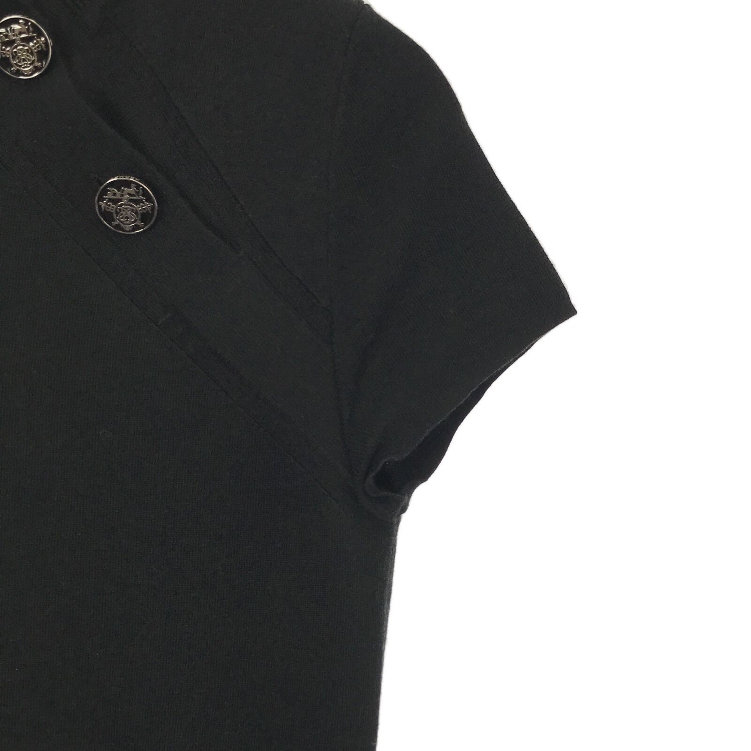 Hermes Short Sleeve Sweater Cashmere Silk Knit Black 34