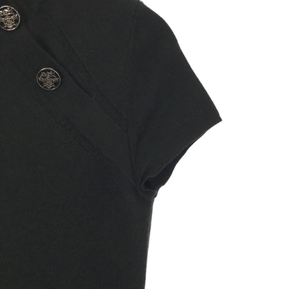 Hermes Short Sleeve Sweater Cashmere Silk Knit Black 34