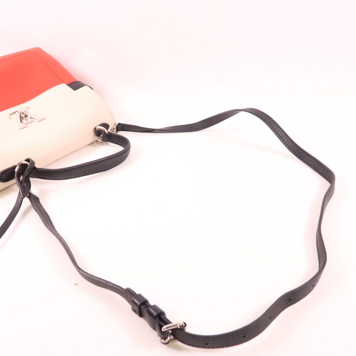 Louis Vuitton Cowhide Leather Lockme Ever Bb Hand-turn Shoulder Bag White Red Black/red/white 2way Shoulder Bag M 53950