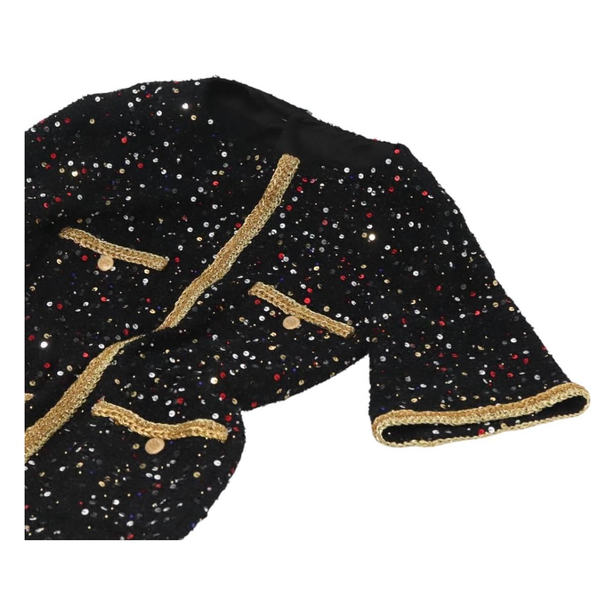 Chanel One Piece Shirt Tweed Black Cc Auth