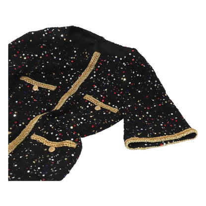 Chanel One Piece Shirt Tweed Black Cc Auth