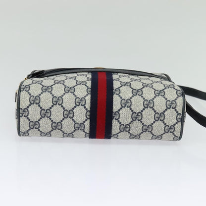 Gucci Gg Supreme Sherry Line Shoulder Bag Pvc Navy Gold 98 02 004 Auth