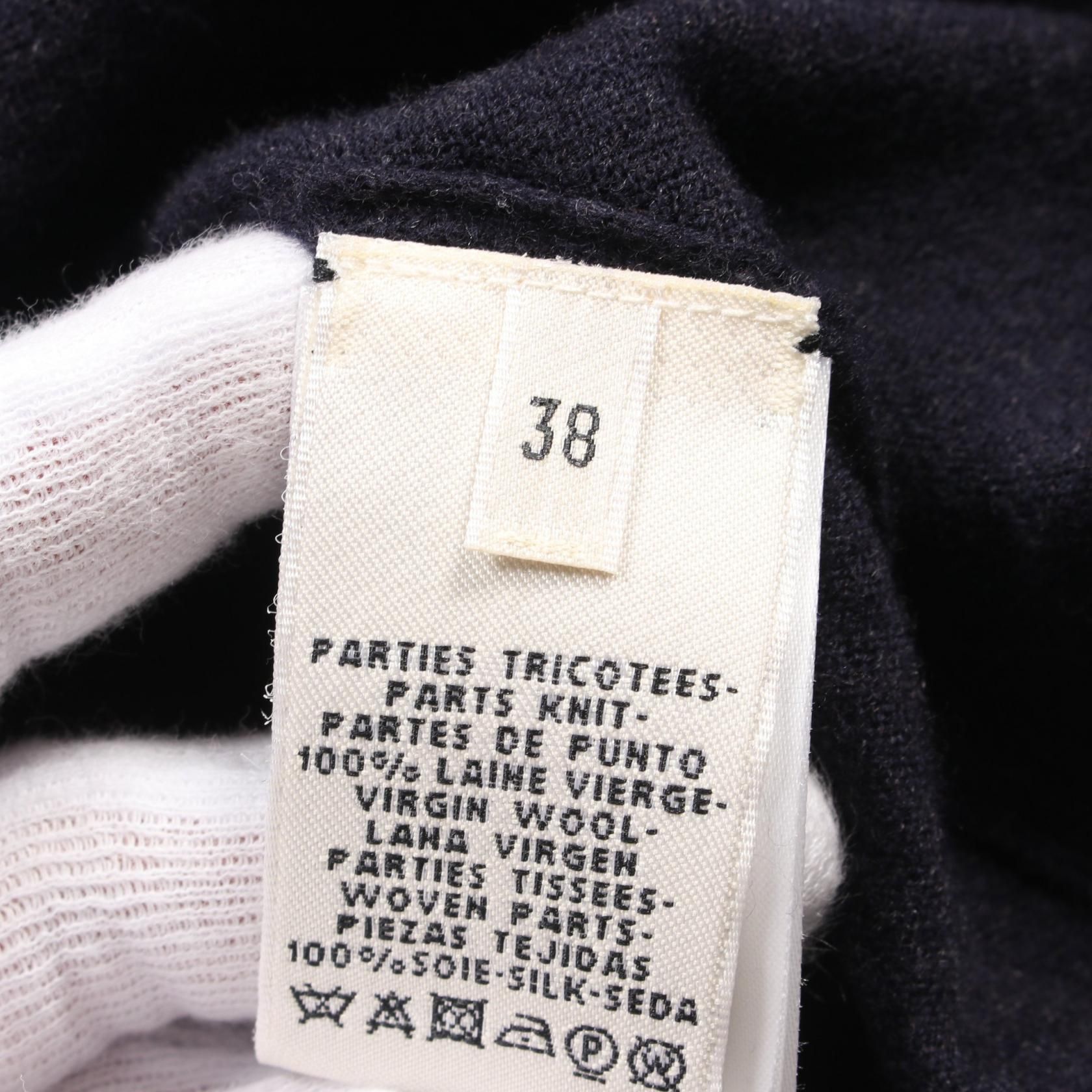 Hermes Les Cles Bandana Cardigan Jacket 67-7762 Silk Wool Navy 