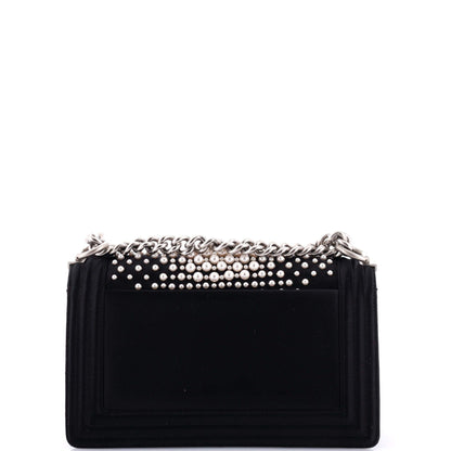 Boy Flap Bag Pearl Embellished Satin Old Medium