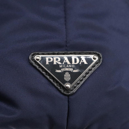 Prada Hand Bag Nylon Navy Silver Auth