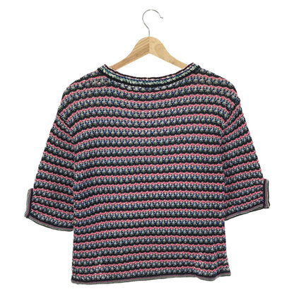 Chanel Short Sleeve Tweed Sweater Cotton Pink 36