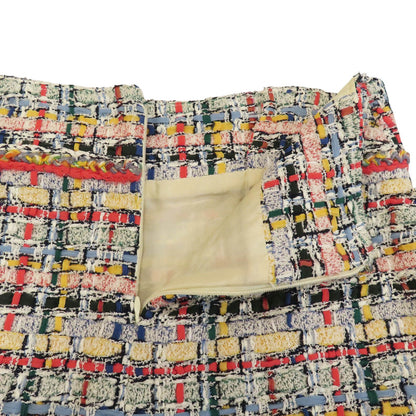 Chanel Pink Yellow Blue Tweed Skirt 36