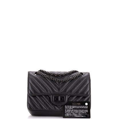 Chanel So Black Reissue 2.55 Flap Bag Chevron Aged Calfskin Mini