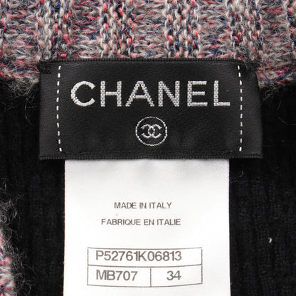 Chanel Black Pink Gray Camelia Button Dress Silk Cashmere P 52761