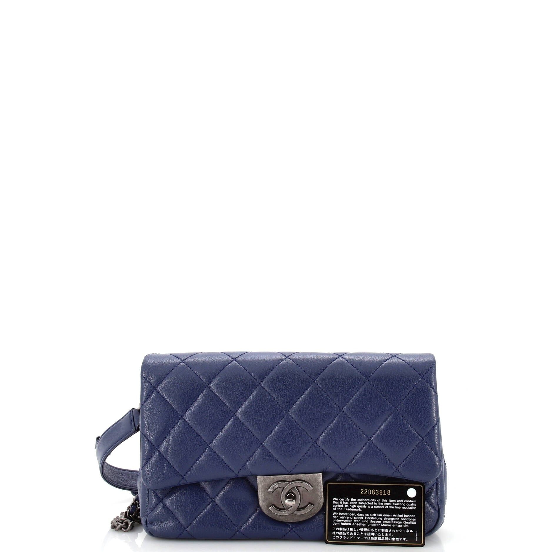 Chanel Double Carry Chain Waist Bag Quilted Goatskin Small