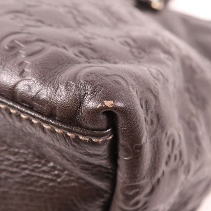 Gucci Cowhide Leather Tote Bag Brown Drak Brown Calfskin (cowhide) 201482