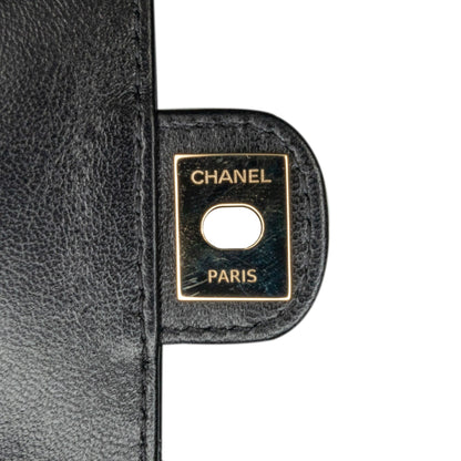 Chanel Lambskin CC In Love Heart Zipped Arm Coin Purse Black