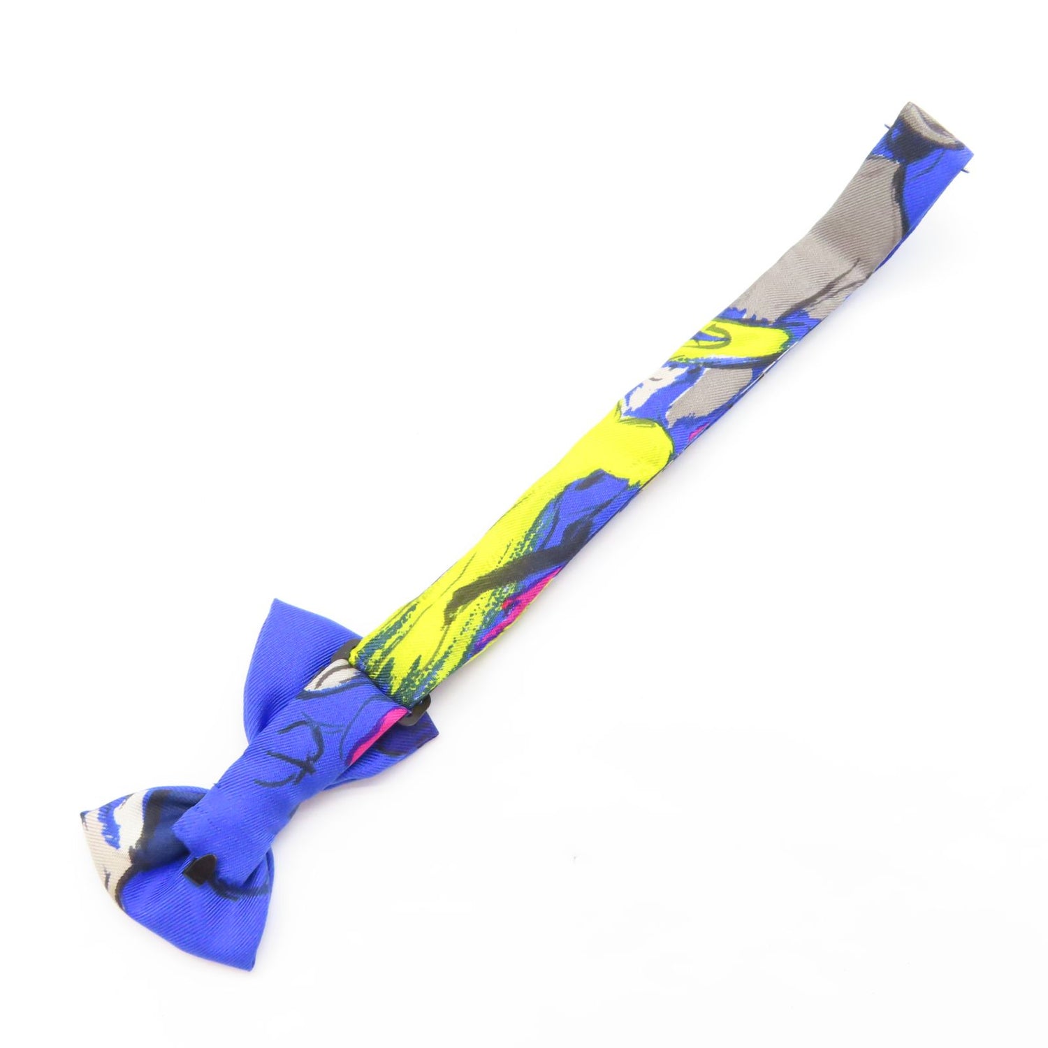 Hermes Silk Mini Ribbon Bow Blue Tie Blue Silk