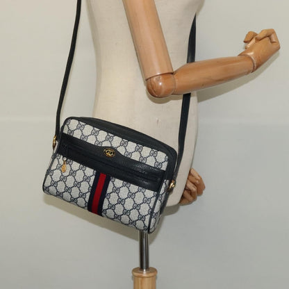 Gucci Gg Supreme Sherry Line Shoulder Bag Pvc Navy Gold 98 02 004 Auth