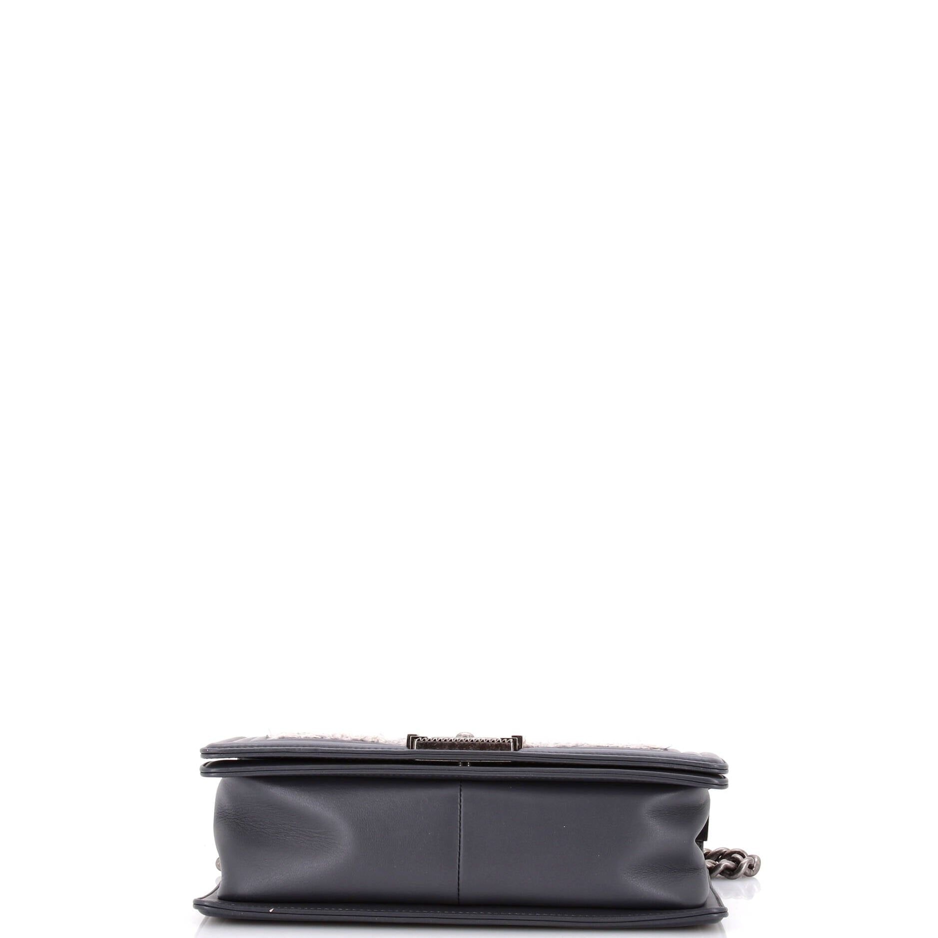 Chanel Boy Flap Bag Braided Tweed Old Medium