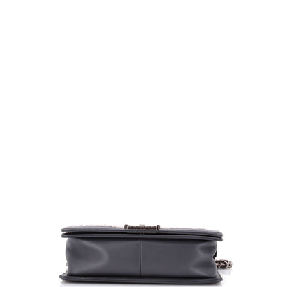 Chanel Boy Flap Bag Braided Tweed Old Medium