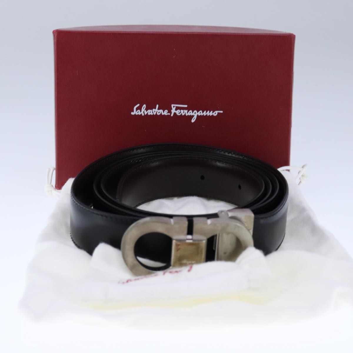 Salvatore Ferragamo Double Gancini Belt Leather 49.6&