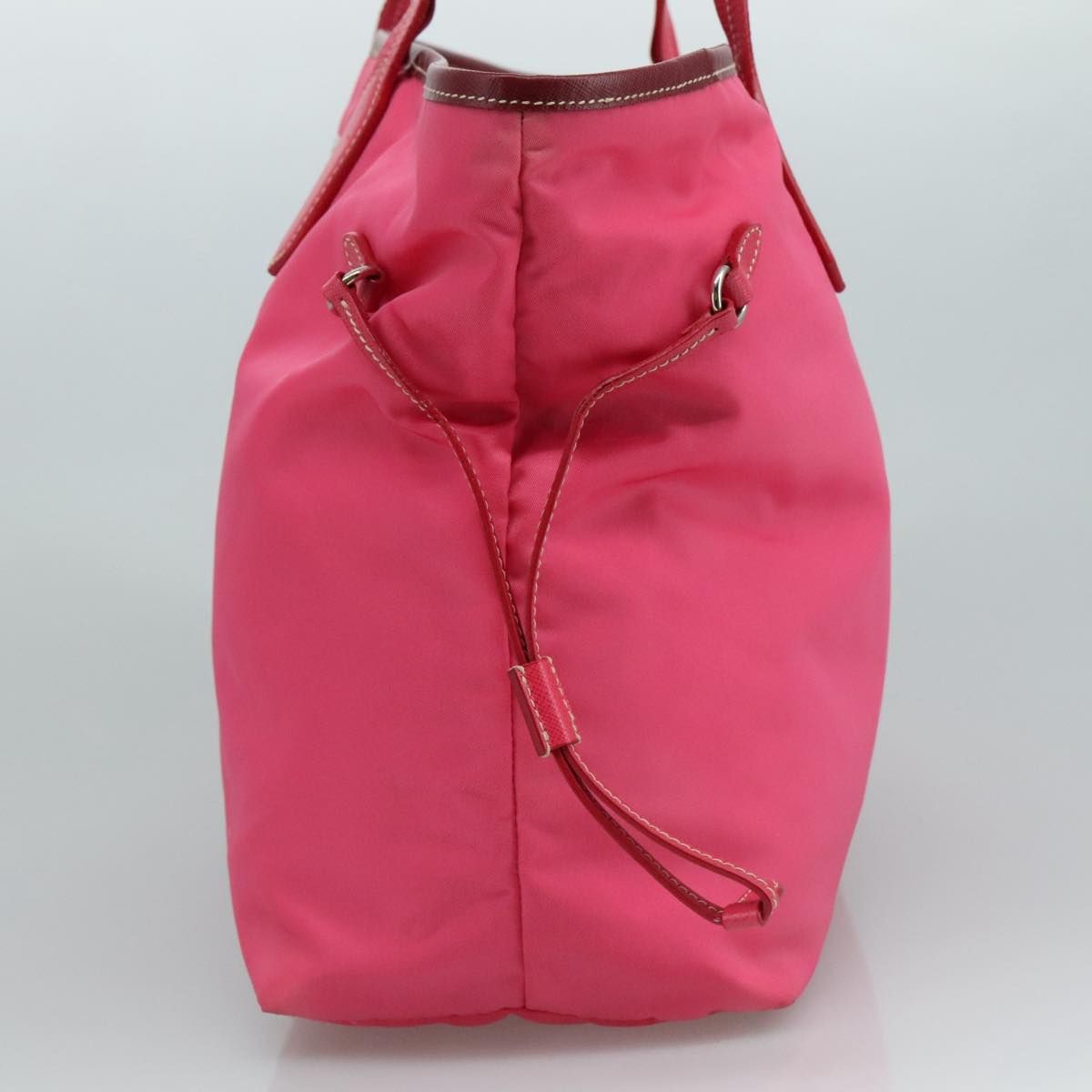 Prada Tote Bag Nylon Pink Silver Auth