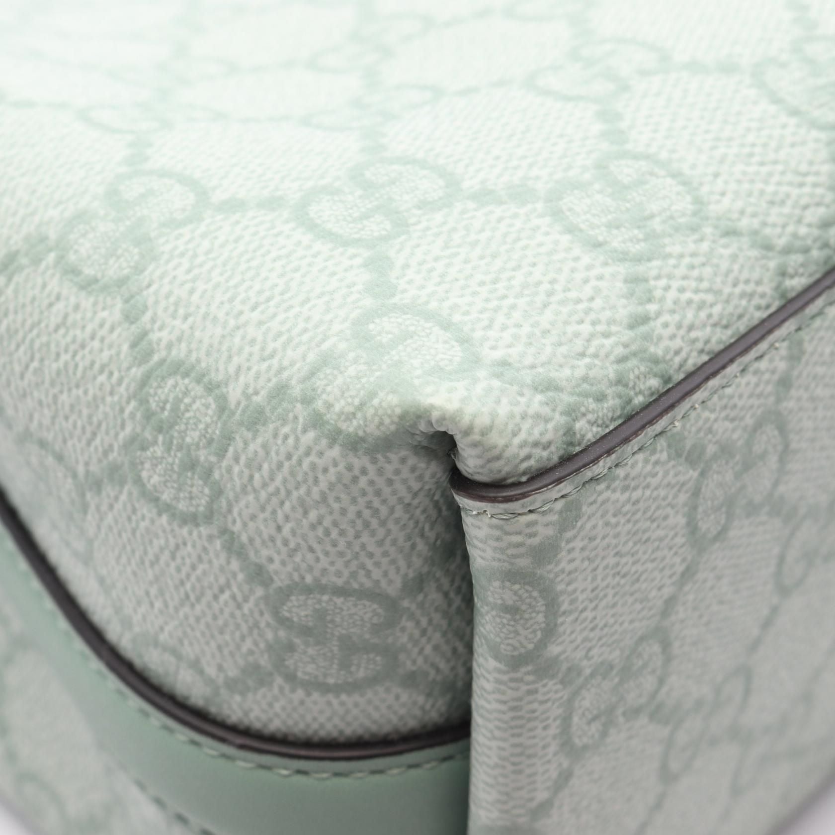 Gucci Gg Emblem Small Bucket Bag Green Pvc Coated Canvas 815118 Fad 6l 8458