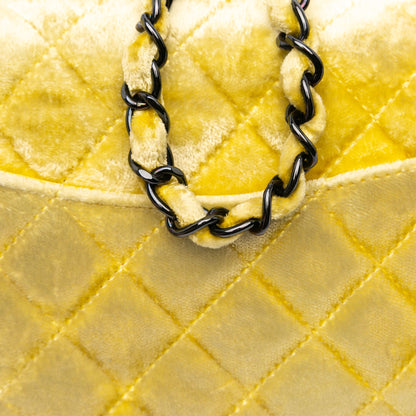 Chanel Mini Rectangular Classic Velvet Single Flap Yellow