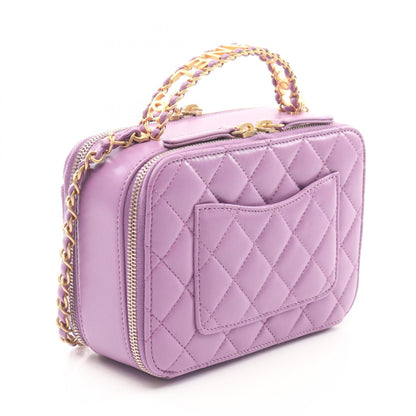 Chanel Purple Matelasse Handbag Lambskin (sheep Leather) As 3222