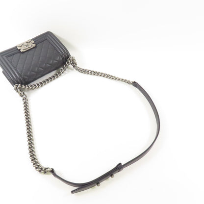Chanel Black Cowhide Leather Boy 20 Cross Shoulder Bag Calfskin (cowhide) A 67085