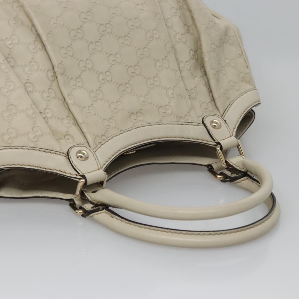 Gucci Gg Canvas Guccissima Hand Bag Leather White Gold 211944 Auth
