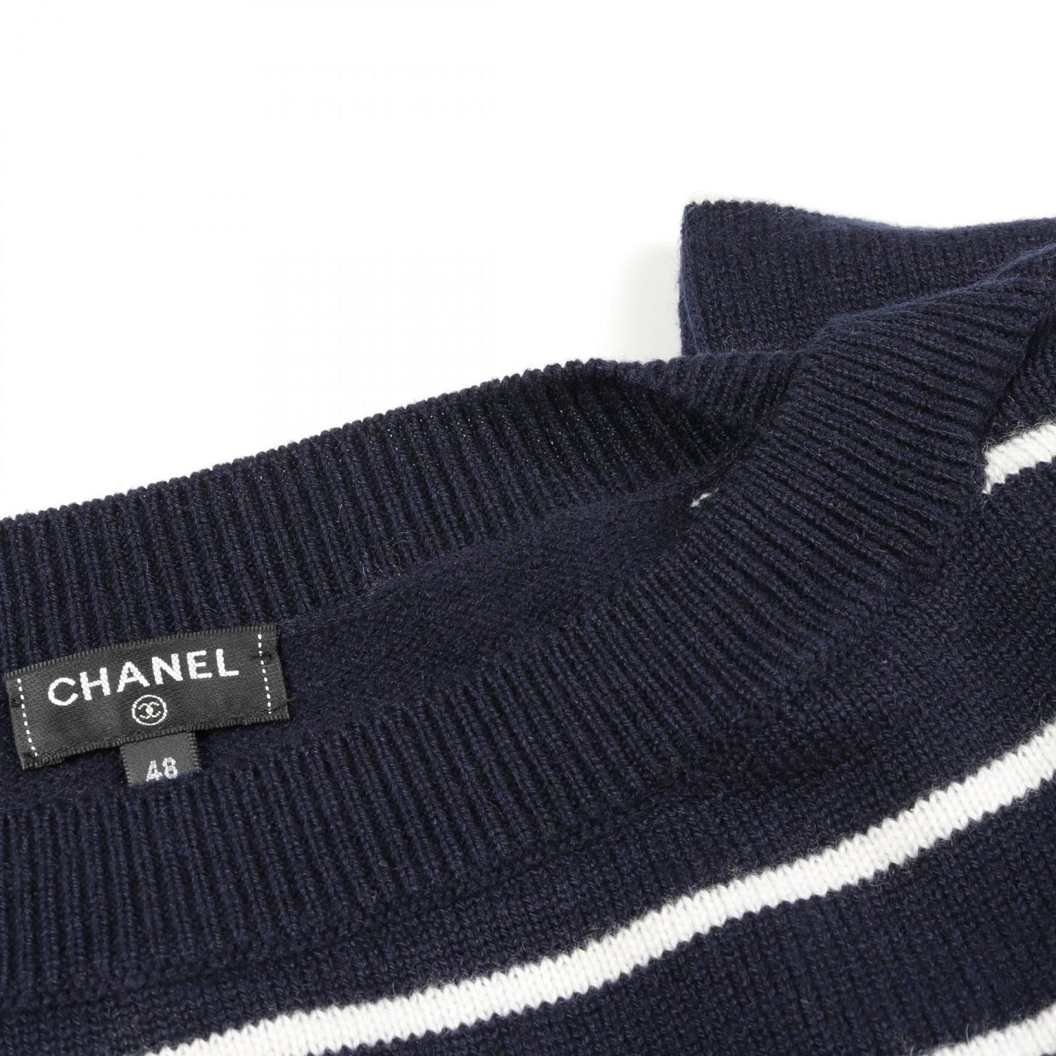 Chanel Navy Multicolor Coco Mark Knit Cashmere P 62885k 48446