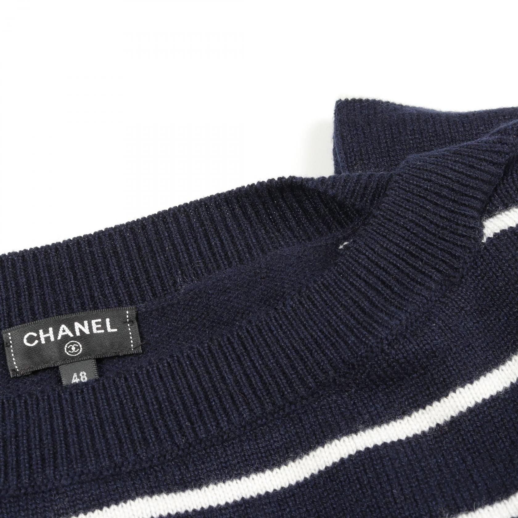 Chanel Navy Multicolor Coco Mark Knit Cashmere P 62885k 48446