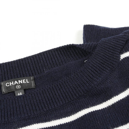 Chanel Navy Multicolor Coco Mark Knit Cashmere P 62885k 48446