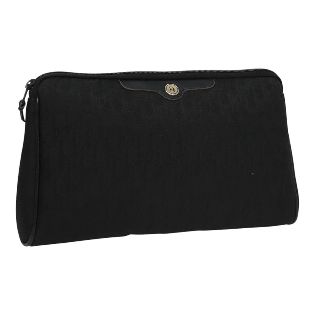 Christian Dior Trotter Canvas Clutch Bag Black Auth