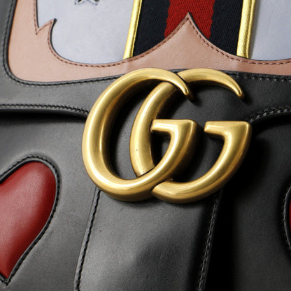 Gucci Web Heart Gg Marmont Chain Shoulder Bag Leather Medium