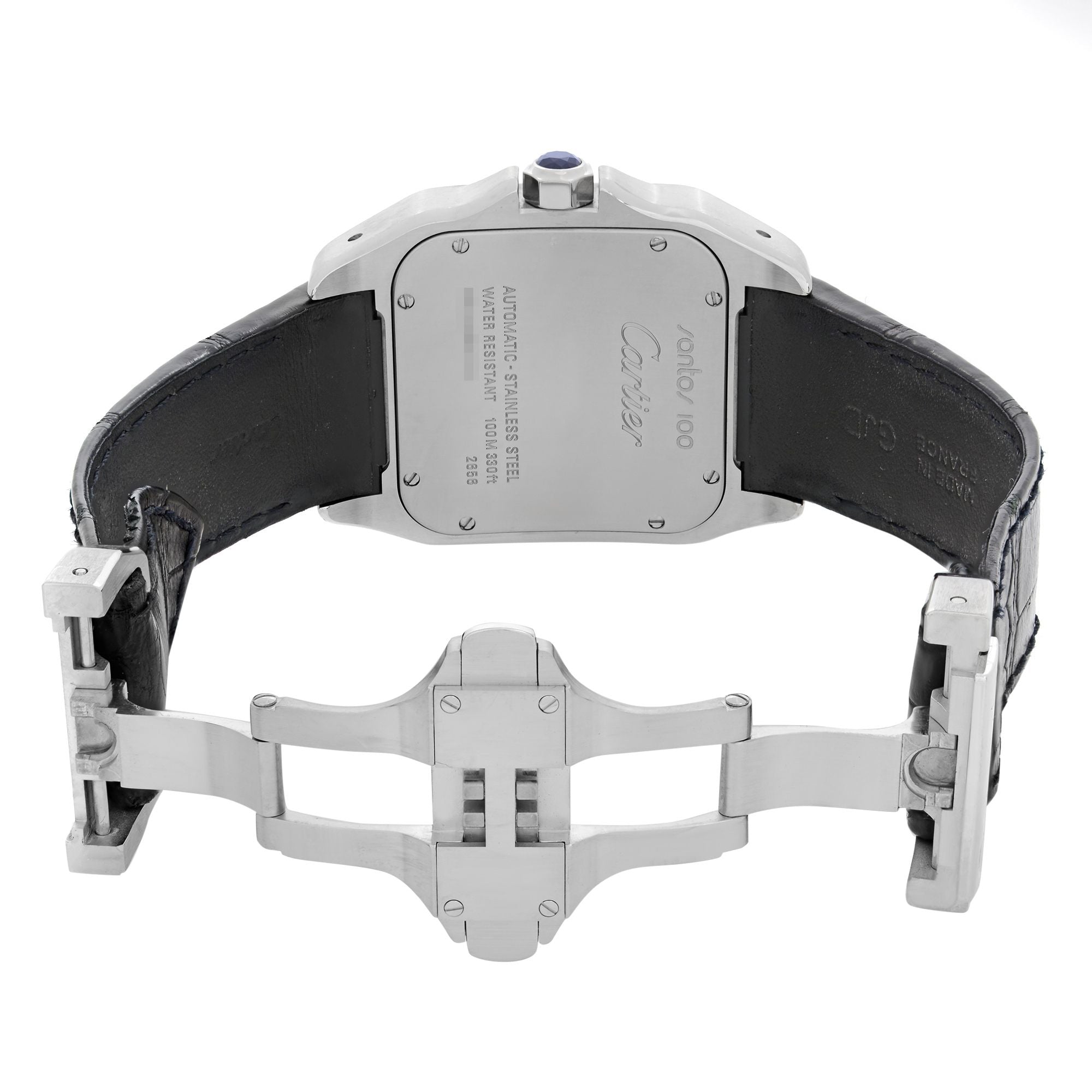 Cartier Santos 100 XL Steel White Roman Dial Automatic Mens Watch W20073X8