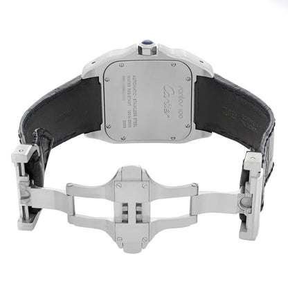 Cartier Santos 100 XL Steel White Roman Dial Automatic Mens Watch W20073X8
