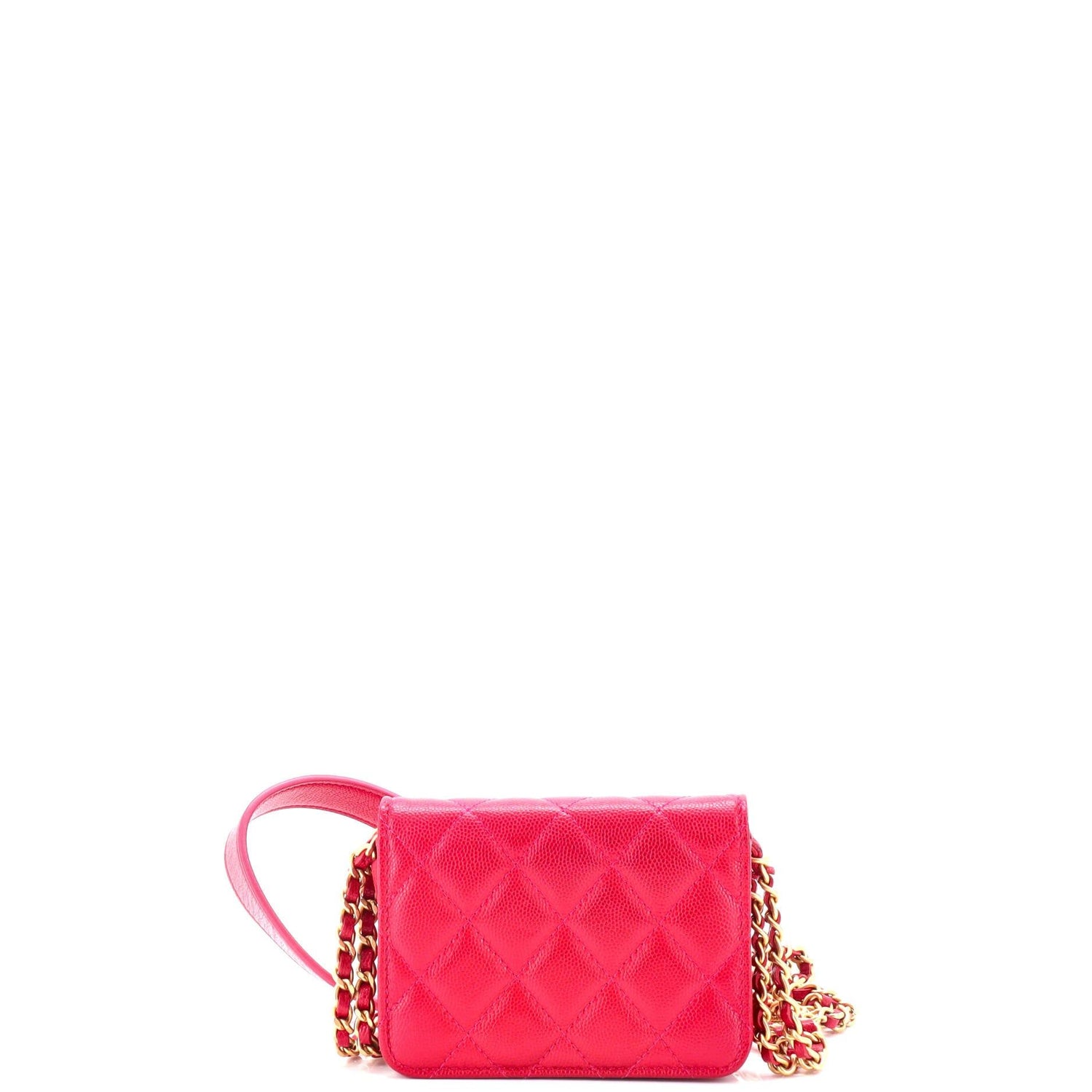 Chanel Twist Your Buttons Flap Coin Purse With Chain Quilted Shiny Caviar