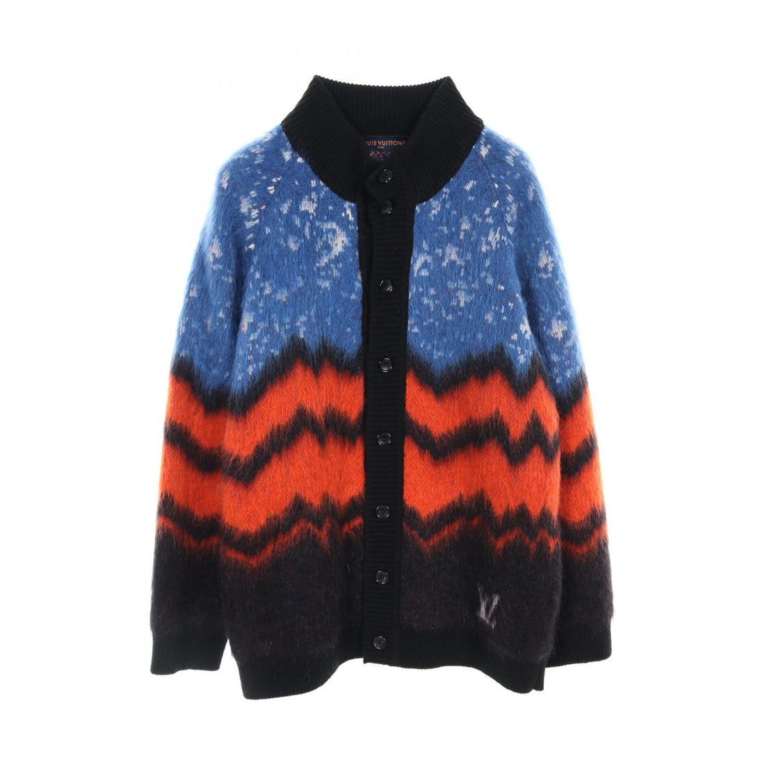 Louis Vuitton Lv Logo Chunky Wool Orange Black Blue Orange Cardigan Rm 241m Czw Hqn 12w