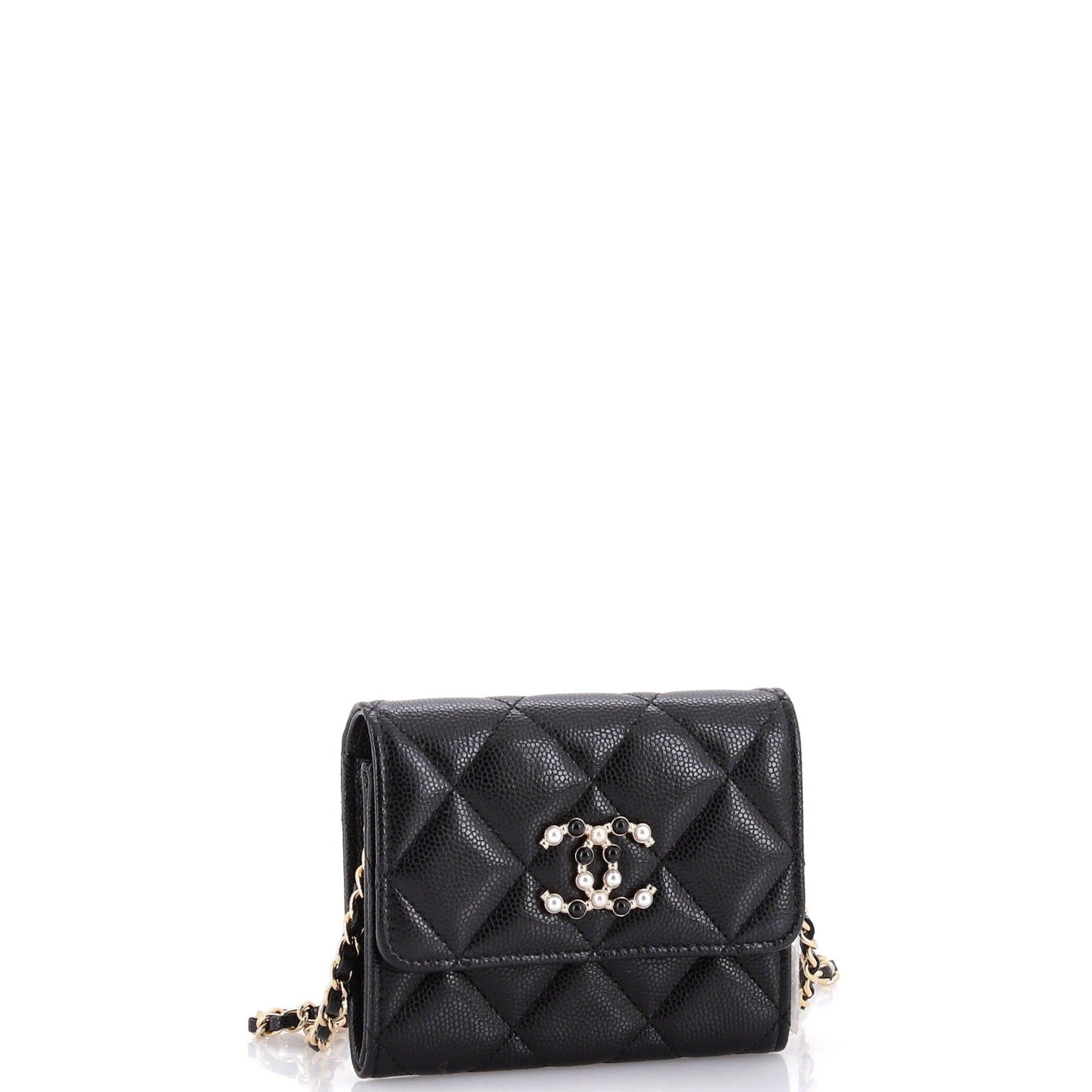 Chanel Coco Candy Card Holder On Chain Quilted Caviar